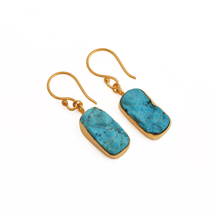 Turquoise Dangle Earring Raw Birthstone Handmade Earrings