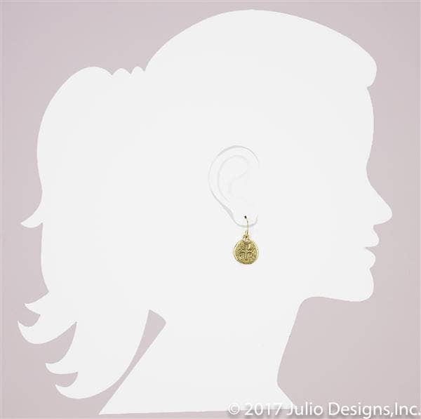 ER 07 Classic Coin Cross Earring with Metallic Bead Accent