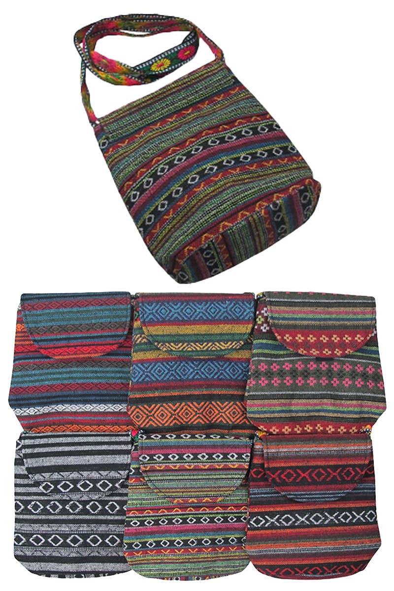 Navajo Baja Tribal Woven Front Flap Bucket Bag