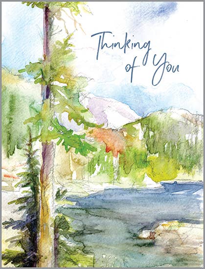 With Scripture Thinking of You Greeting Card - Lake/Mountain