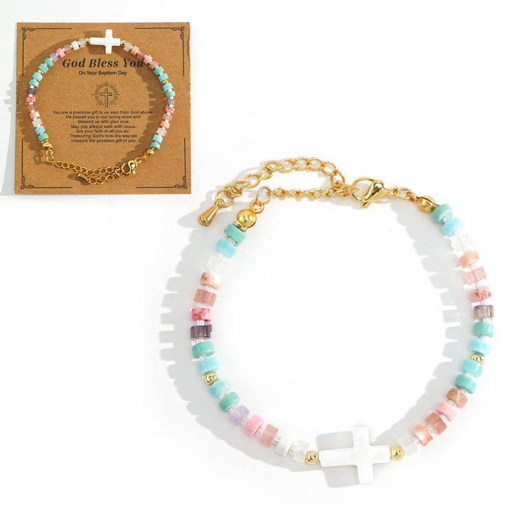 VERSATILE SWEET IRON GALLSTONE SHELL CROSS BRACELET_CWMM3804